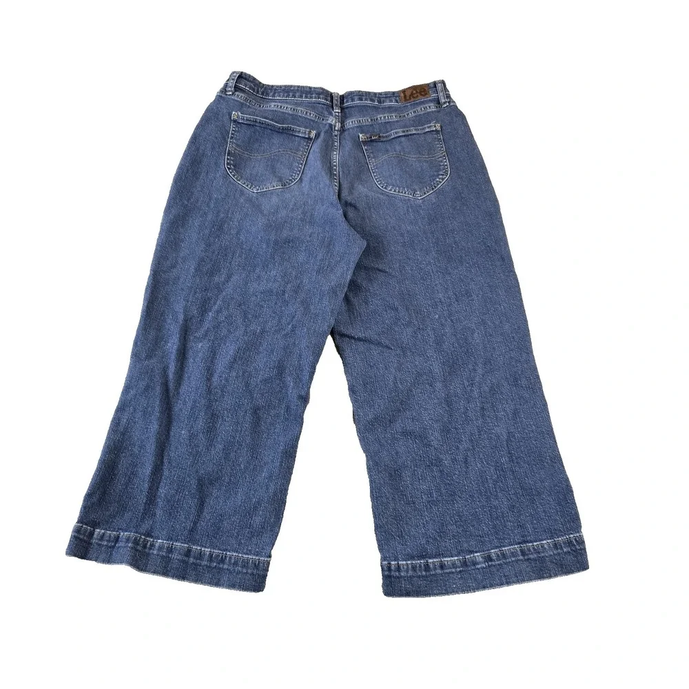 Lee Premium Women's Wide Leg Capri Jeans High Rise Stretch  34" X 24" Size 18 - Picture 3 of 12